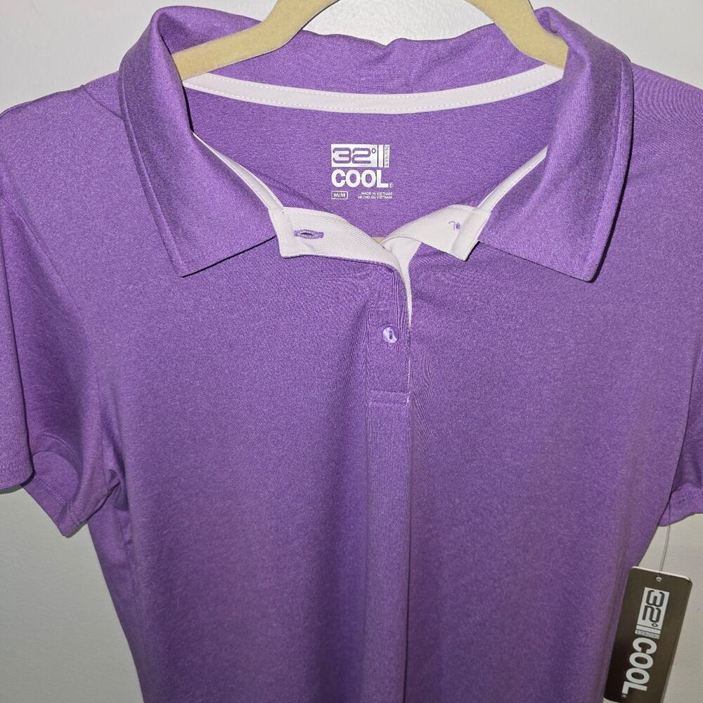32 Degrees Cool short-sleeve polo shirt in a vibrant purple shade size M NWT - Picture 2 of 7